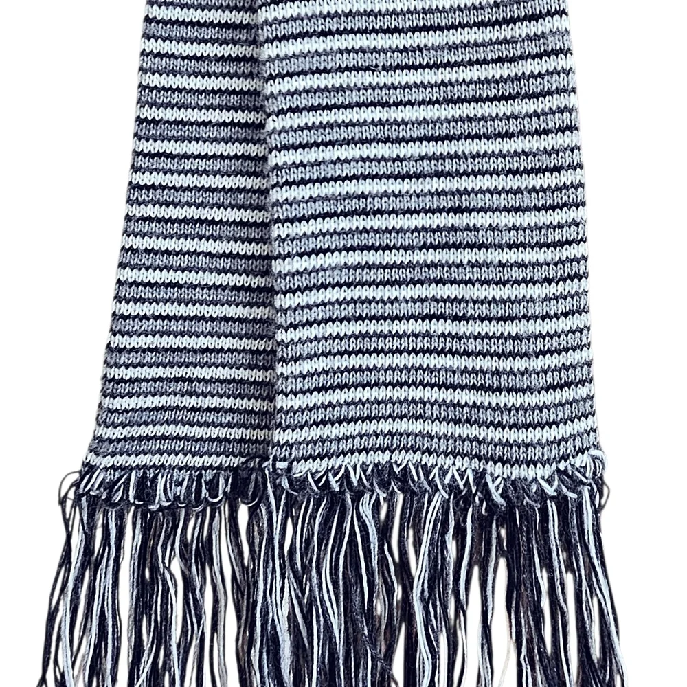 Men's Extra Long Soft Striped Knit Scarf With Fringe, One Size